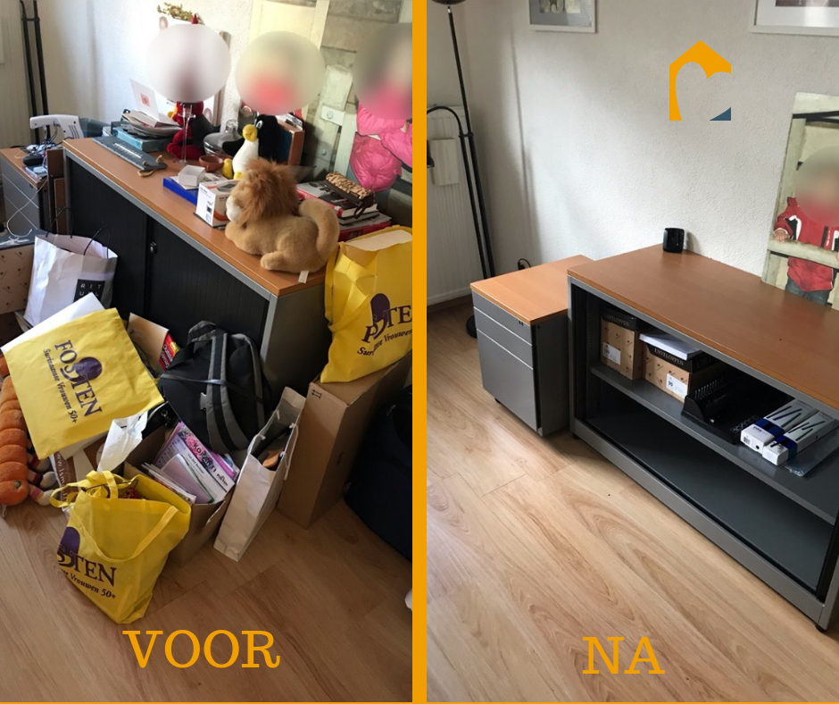 Voor en na hoekje woonkamer